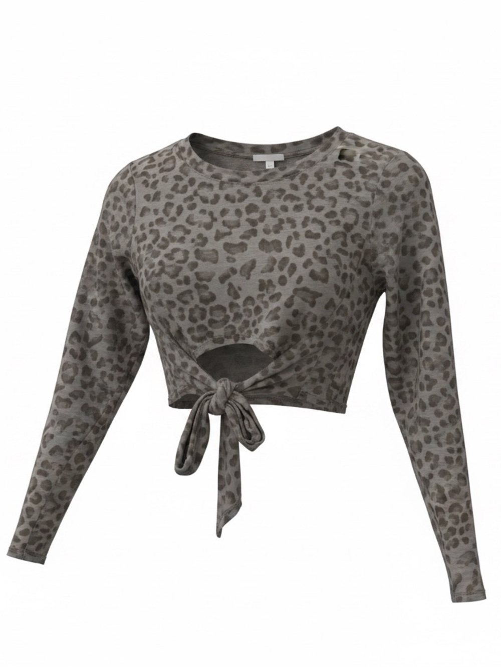 Le Lis Animal Print Tie-Front Long Sleeve Crop Top Size S